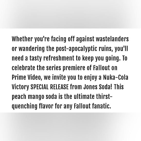 Nuka Victory Cola Jones Soda FALLOUT Game New Vegas Shelter 76 Collectible NEW - Picture 3 of 5